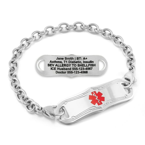 MedicEngraved Stainless Steel Custom Medical Alert Bracelet - 5mm Oval Link