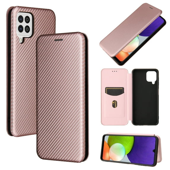 For Samsung Galaxy A22 4G Carbon Fiber Texture Horizontal Flip TPU + PC + PU Leather Case with