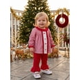 thumbnail image 5 of Cjfdfy Toddler Baby Girls Christmas Outfit Long Sleeve Plaid Tops With Bell Bottom 2 Piece Set Cute Santa Claus Christmas Tree Embroidery Christmas Fall Winter Clothes, 5 of 8