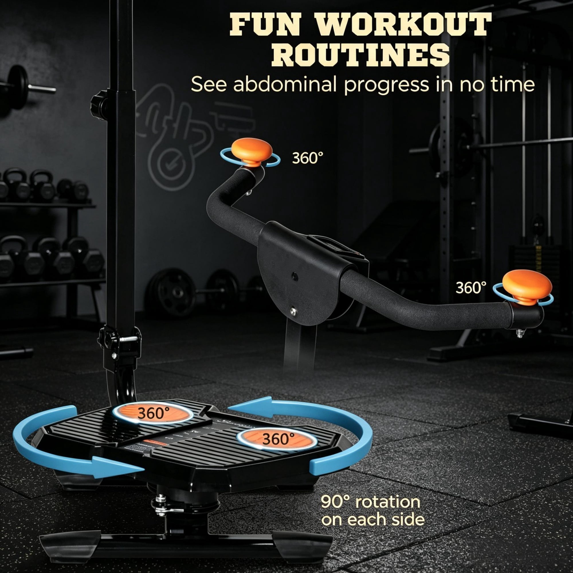 Orange Foldable Ab Twister Board Waist Trimming Workout Equipment with LCD Display for Women And Men