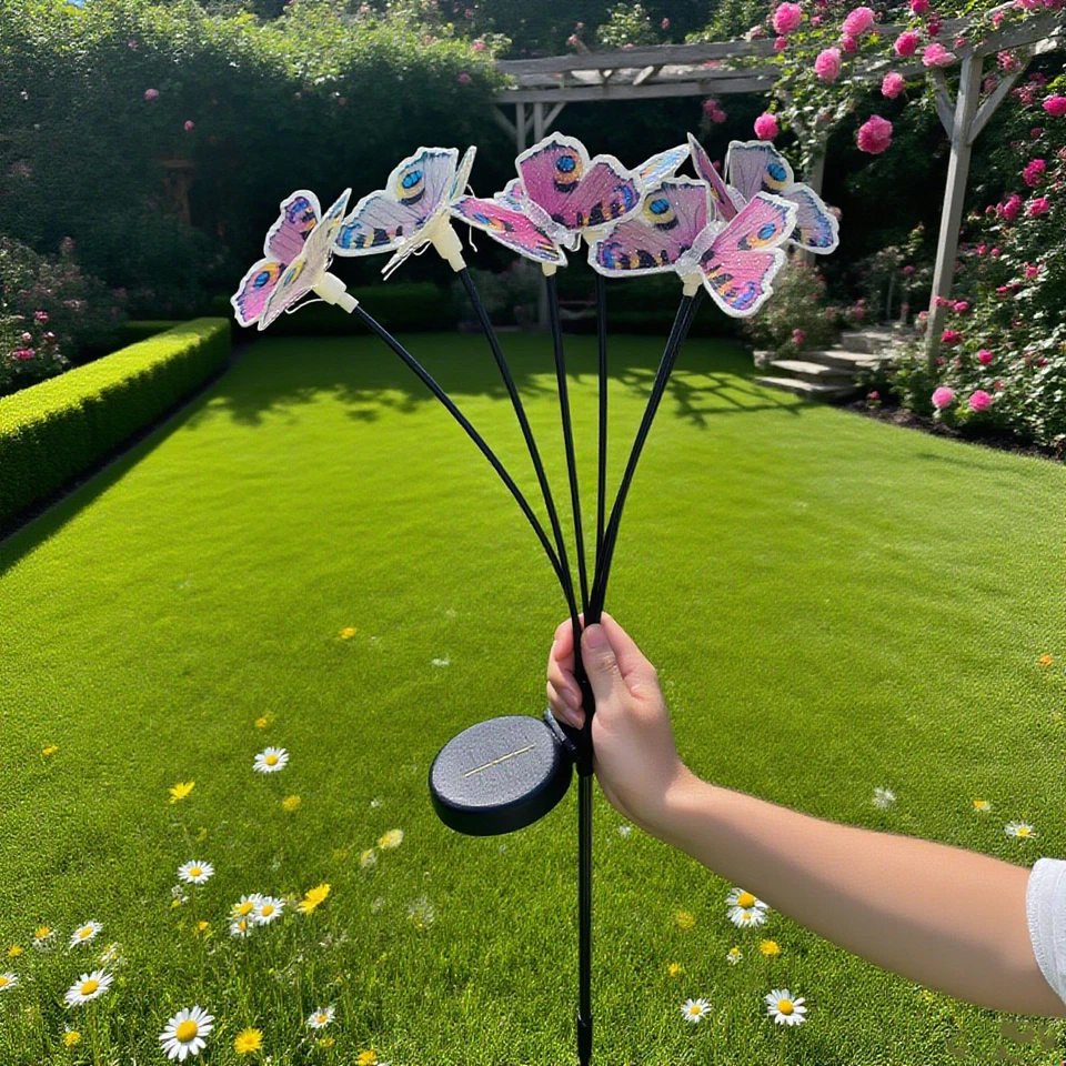PURELY- Solar Garden Lights Butterflies Outdoor Waterproof Led Stake Lamp Yard Deco