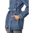 thumbnail image 6 of DARING DIVA Woman's Boyfriend Tie Waist Denim Jacket with Pockets M Blue, 6 of 7