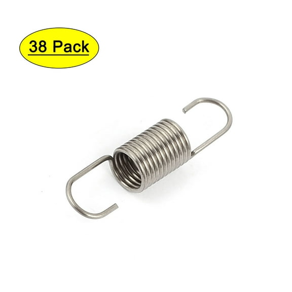 10mm x 7mm x 0.7mm Stainless Steel Dual Hook Tension Spring Gray 38pcs