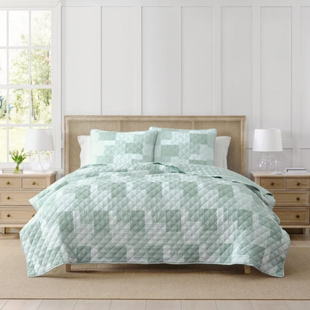 Martha Stewart Everyday Piper Patchwork 2-Piece Microfiber Twin Quilt Set