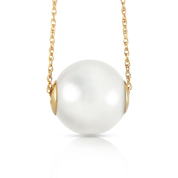 Galaxy Gold 14K Yellow Gold 16.0mm White Shell Pearl Pendant Necklace - June Birthstone - Balance & Intuition - 16" to 24" - Fine Jewelry for Women
