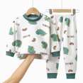 thumbnail image 4 of masbird Toddler Boy Girl Pajamas Set Little Girls Boys Pajamas Cute Graphic Cotton 2 Piece Toddler Sleepwear Fall Winter Clothes Set(Green,4-5 Y), 4 of 4