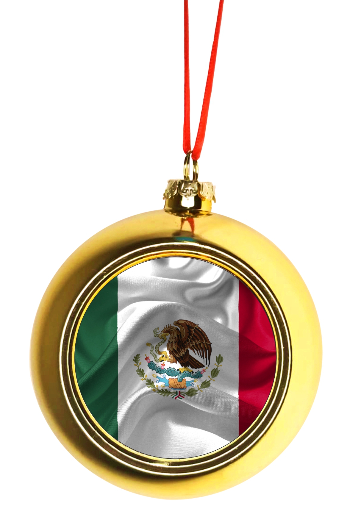 Flag Mexico Waving Mexican Flag Ornaments Gold Bauble Christmas