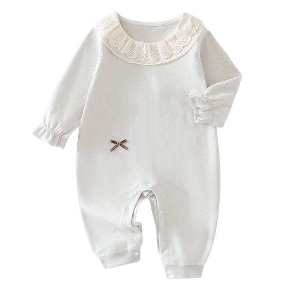 Ulanda Baby Coming Home Outfit Boy Girl Cotton Long Sleeve Romper Jumpsuit Plain One-Piece Clothes (Blue, 3-6 Months)