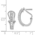 thumbnail image 4 of Finest Gold 14K White Gold Baguette Diamond Omega Back Hoop Earrings, 4 of 4