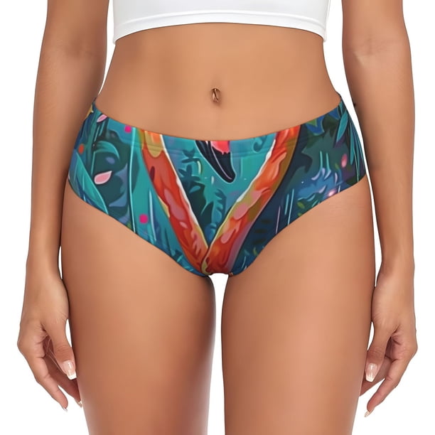 Balery Romantic Flamingo Pair Ropa Interior de Algodón para Mujer con Dibujo – Braguitas Cómodas y Elásticas, Estilo Clásico-3X-Large