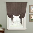 thumbnail image 2 of Brown Buffalo Plaid Tie Up Curtains for Windows, Adjustable Balloon Window Shades, Vintage Farmhouse Checkered Kitchen Window Treatments Farmhouse Short Curtains with Rod Pocket 42"x45", 2 of 8