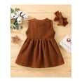 thumbnail image 3 of Xingqing Robe Sans Manches en Velours Côtelé pour Bébé Fille avec Bandeau Robe de Princesse pour Fête Jupe Tenues d'Été, 3 of 7