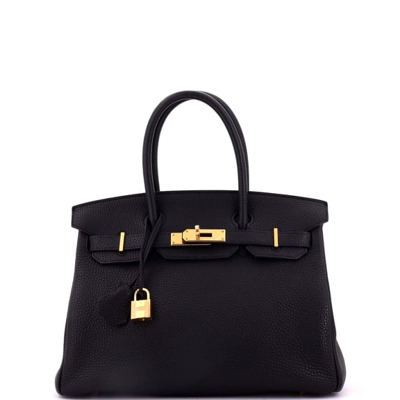 Pre-Owned Birkin Handbag Noir Togo with Gold Hardware 30 By Rebag