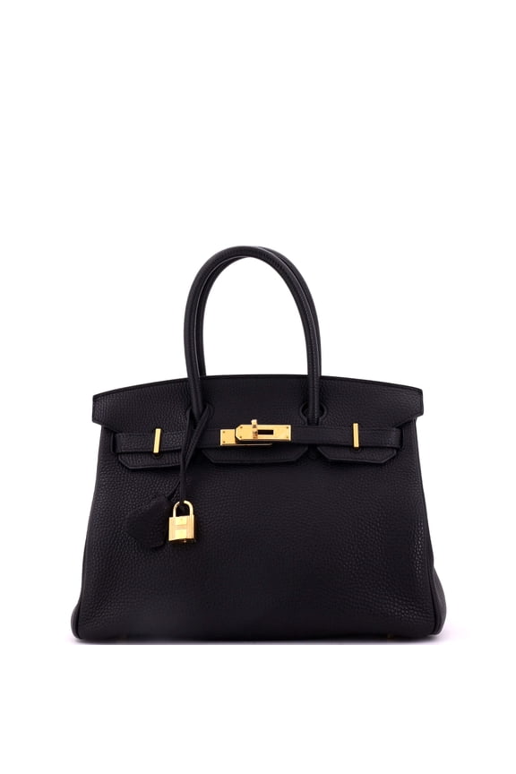 Pre-Owned Birkin Handbag Noir Togo with Gold Hardware 30 By Rebag