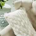 thumbnail image 3 of Home Soft Things Feathery Faux Fur 2 Piece Throw Pillow Cover Set - Ivory - 14" x 26", 3 of 4