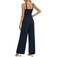 thumbnail image 4 of One Piece Jumpsuits for Women Dressy Casual Sleeveless Crewneck Wide Leg Rompers Jumpers Vacation Summer Outfits Dark Blue S, 4 of 7