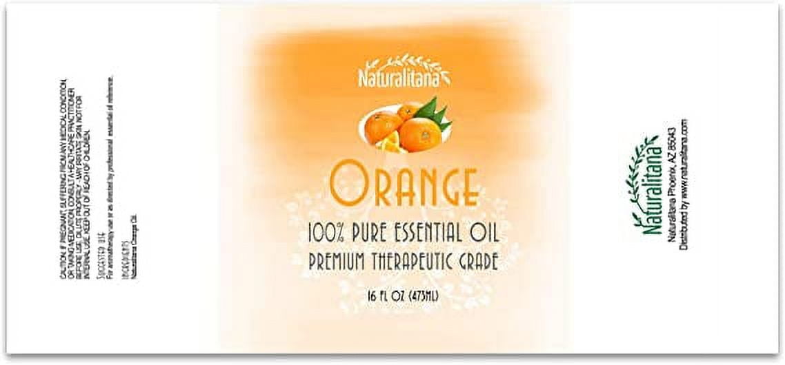 Naturalitana - Best Sweet Orange Essential Oil (16oz Bulk) for Aromatherapy, Diffuser, Soap, Bath Bombs, Candles