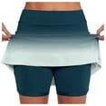 thumbnail image 2 of FASHOFT Tennis Skirts For Women Gradient Color Elastic Double Layer Skort With Pockets For Daily Fitness And Sports Wear Womens Athletic Skirt Navy, 2 of 6