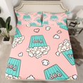 thumbnail image 2 of Feelyou Pink Cartoon Popcorn Twin Sheet Sets for Kids, Movie Lover Twin Fitted Sheet, Retro Film Cinema Flat Sheet, Ultra Soft Home Decor, 3-Piece, 2 of 7