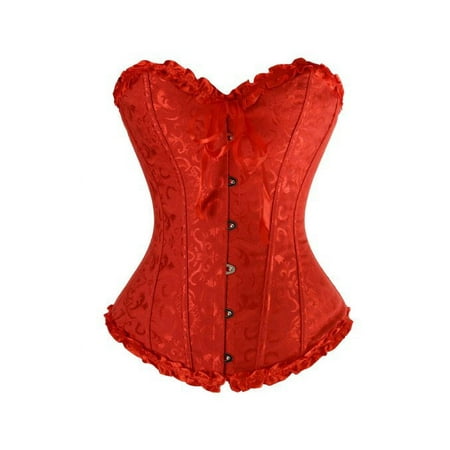 MISS MOLY Women s Lace Up Boned Plus Size Overbust Corset Bustier Bodyshaper Top Red 5XL