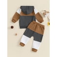 thumbnail image 4 of Suealasg 2Pcs Toddler Boys Fall Outfits Long Sleeve Contrast Colors Hooded Sweatshirt +Sweatpants 6M 1T 2T 3T 4T Kids Baby Boys Autumn Tracksuit Clothes, 4 of 7