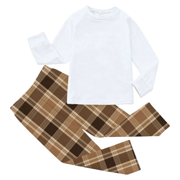 MEZZALL Kids Festive Plaid Long Sleeve O-Neck Two Piece Boys Holiday Family Photo Matching Outfits Cozy Shirts Pants Warm Winter Party Wear Leisure Clothes Sets