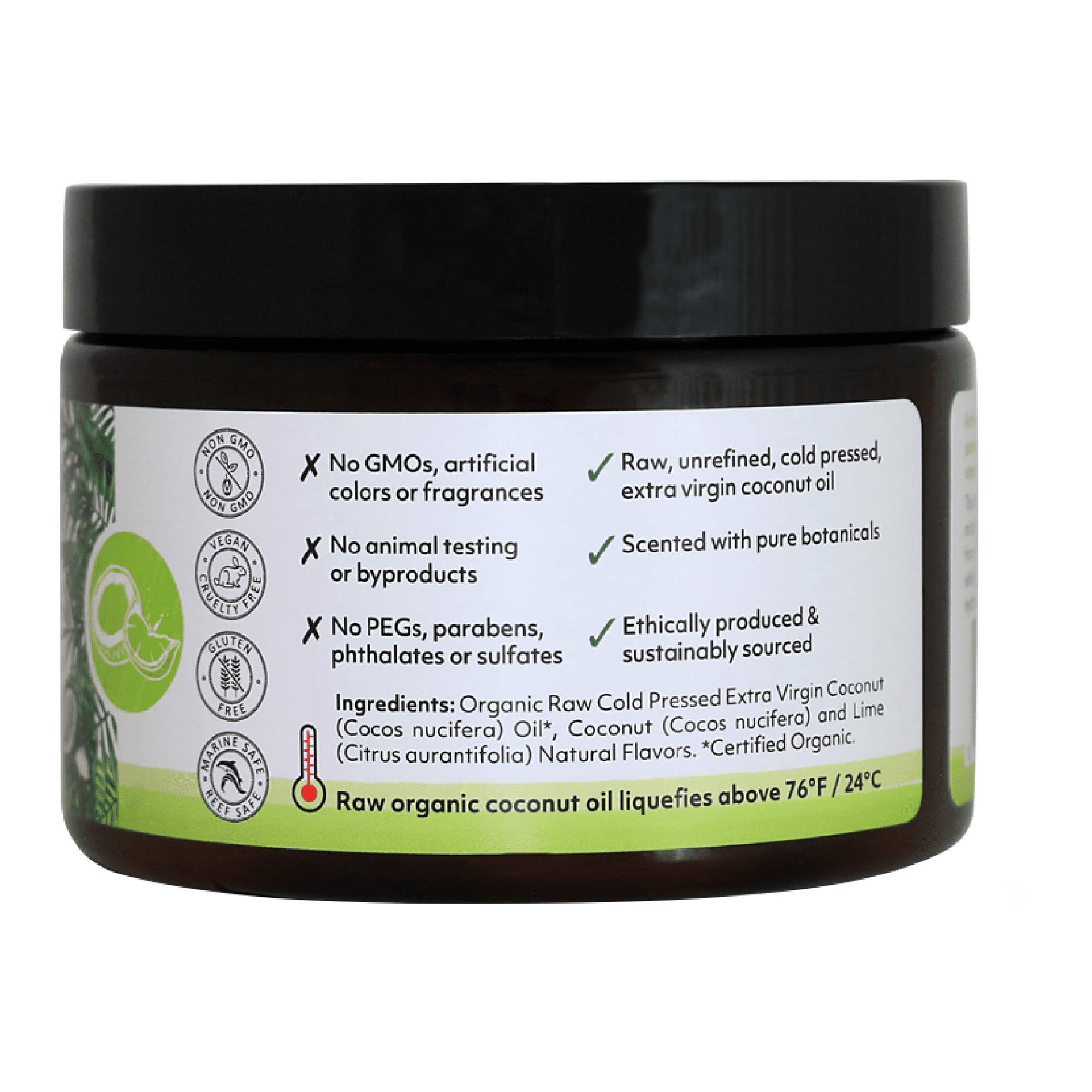 Organic Fiji Raw Cold Pressed Coconut Oil for Hair, Skin, Face & Body | Relaxing Massage Oil | Coconut Lime,12 oz for Women Men & Baby