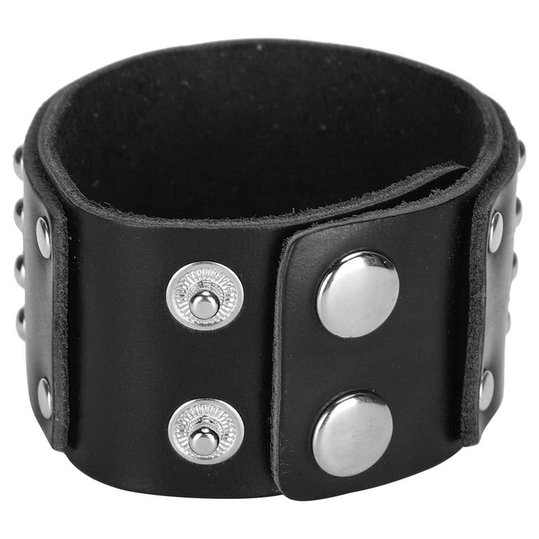GLOGLOW Leather Bracelet, Braided Bracelet Split Leather Adjustable Snap  Button Rivet Hand‑Made Vintage Wrist Jewelry(Brown)