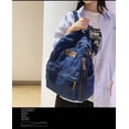 thumbnail image 2 of Mochila Sanmu Denim de estilo casual de piel sintética azul a la moda, 2 of 4