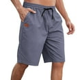 thumbnail image 2 of NOLDARES Men’s Linen Blend Shorts Striped Elastic Waist Drawstring 7 Inch Inseam Beach Shorts with Pockets(Purple,XL), 2 of 7