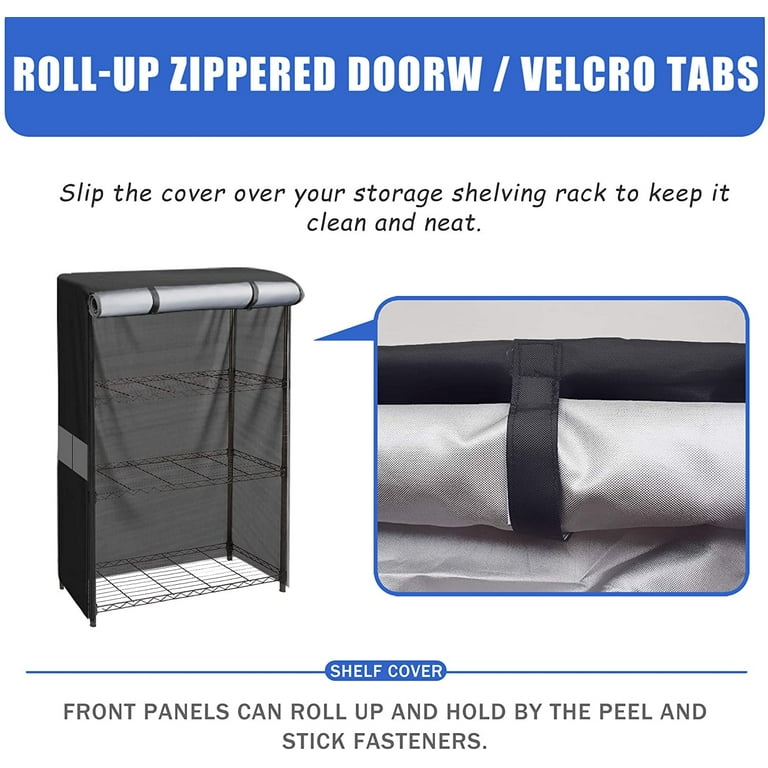 Waterproof Dustproof Cover For 5-Tier Wire Shelving Unit - Fits 48"L X 18"W X 72"H Shelves - 600D Oxford Fabric With Zipper
