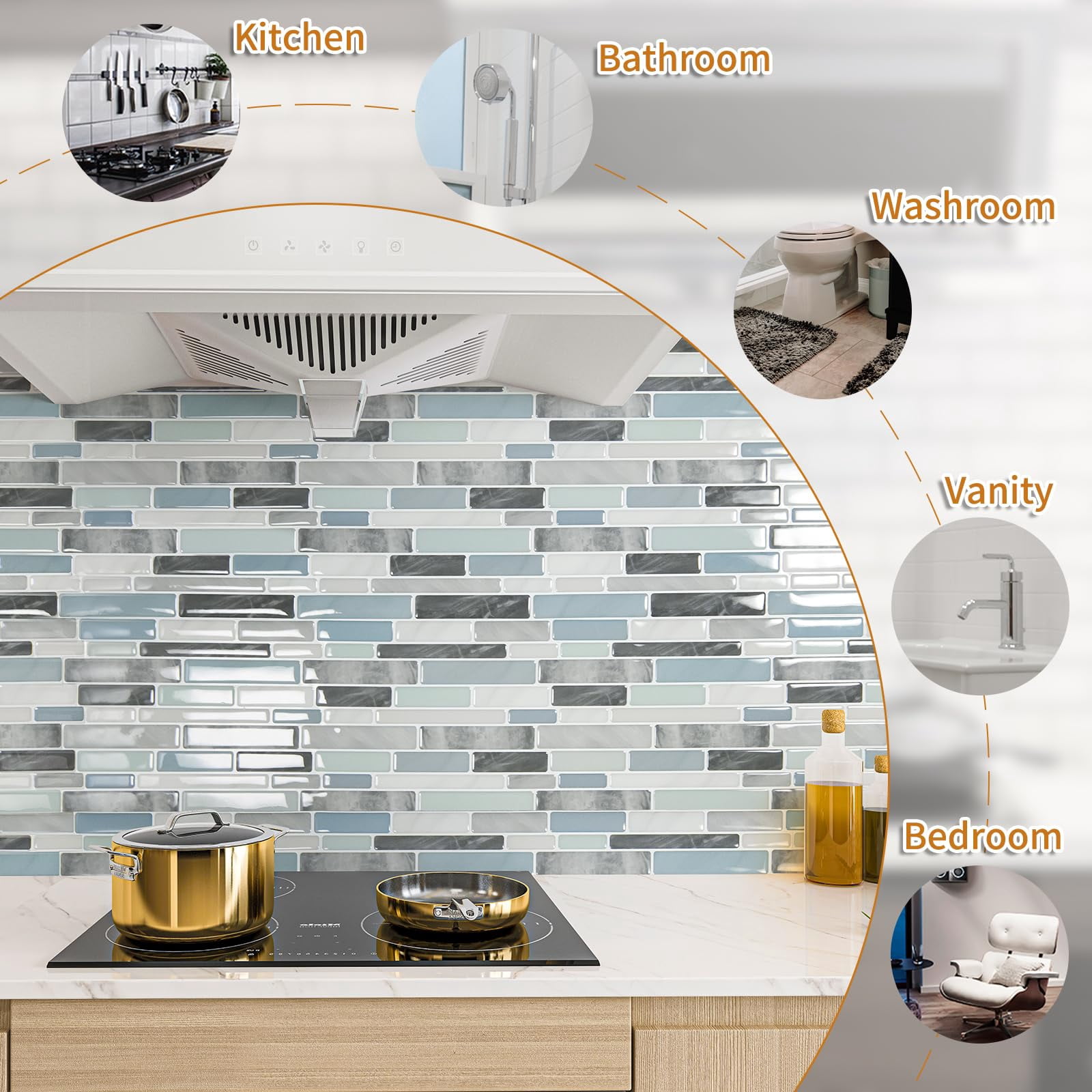10-sheet Peel And Stick Backsplash Tile For Kitchen  Splash On Tiles Wall (grey Blue)
