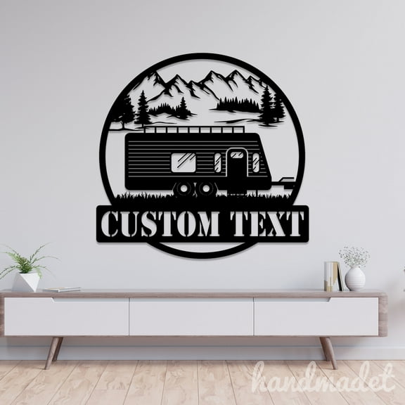 Handmadetneonsign Fifth Wheel Camper Metal Wall Art Light, Mountain Metal Sign Wall Decor, Camping Metal Decor 57361