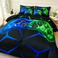 thumbnail image 6 of ZRNBAST 7Pcs Gamer Bed in a Bag Twin Bedding Set for Teens Boys Girls 3D Green Blue Flames Game Controller Comforter for Kids Room Decor, 6 of 9