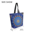 thumbnail image 4 of Open Top Canvas Tote Bag with Zipper Reusable Shopping Bag 13.5x15" Roomy Carryall Blue Kaleidoscopic Pattern, 4 of 9