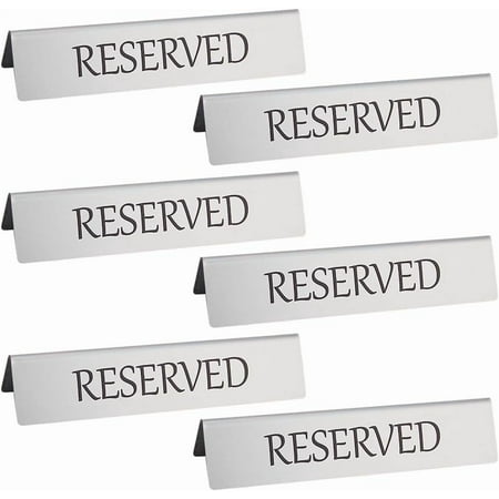 6Pcs Metal Reserved Table Signs Reservation Table Tent Signs Double Sided Reserved Seating Signs Silvery Reservation Seat Signs