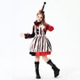 thumbnail image 4 of Huowey Girls Fall Outfit Halloween Dress Set Long Sleeve A-Line Striped Dresses With Hat Party Wear Casual Outwear Fall Winter Girls Outfits,Red,3-4 Years, 4 of 9