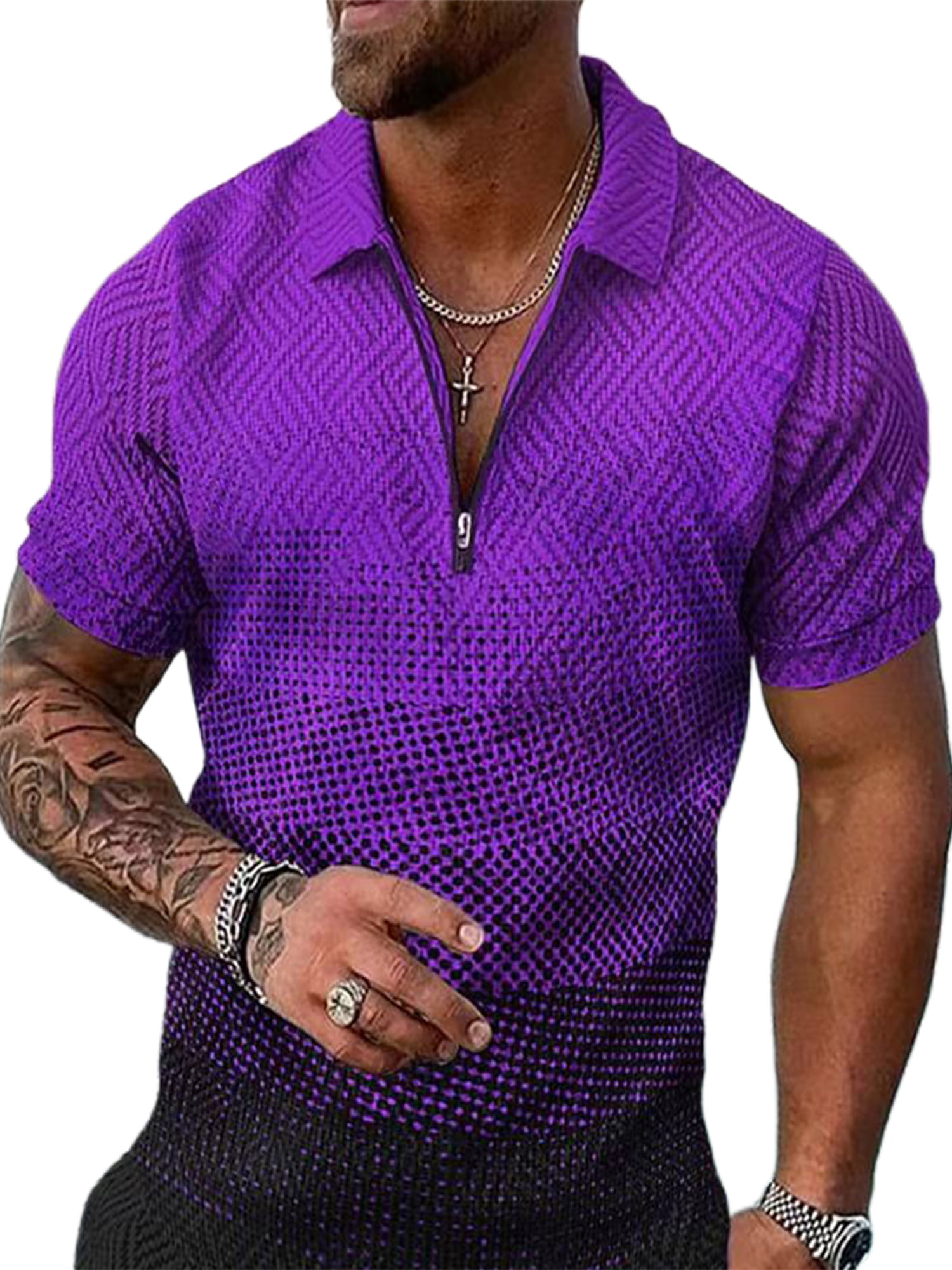 Glookwis Mens Lapel Neck T Shirts Summer Classic Fit Polo Shirt ...