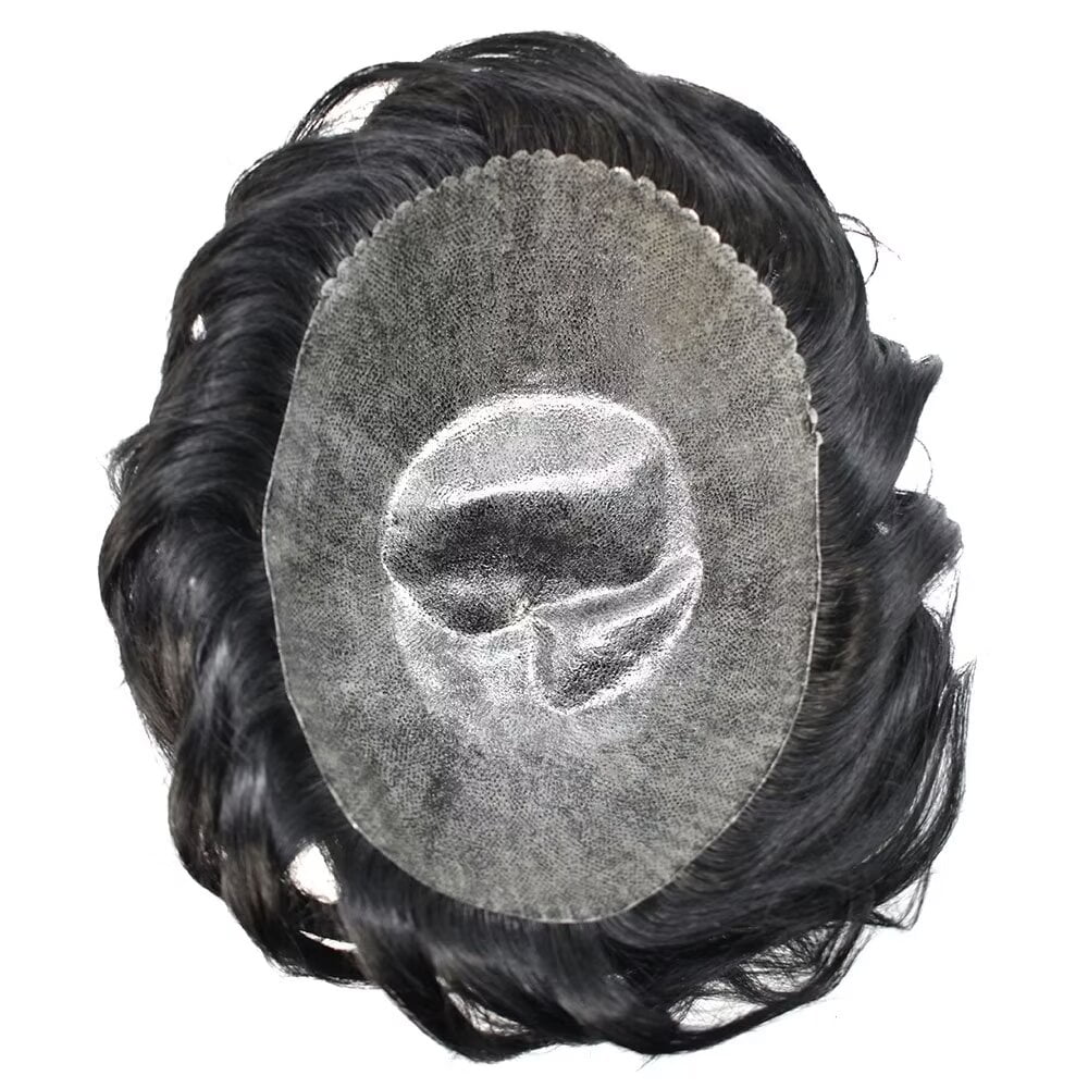 Mens Hairpiece LYRICAL HAIR Human Hair Replacement System Durable Thin Skin PU Injected Toupee Hair Wigs for Men