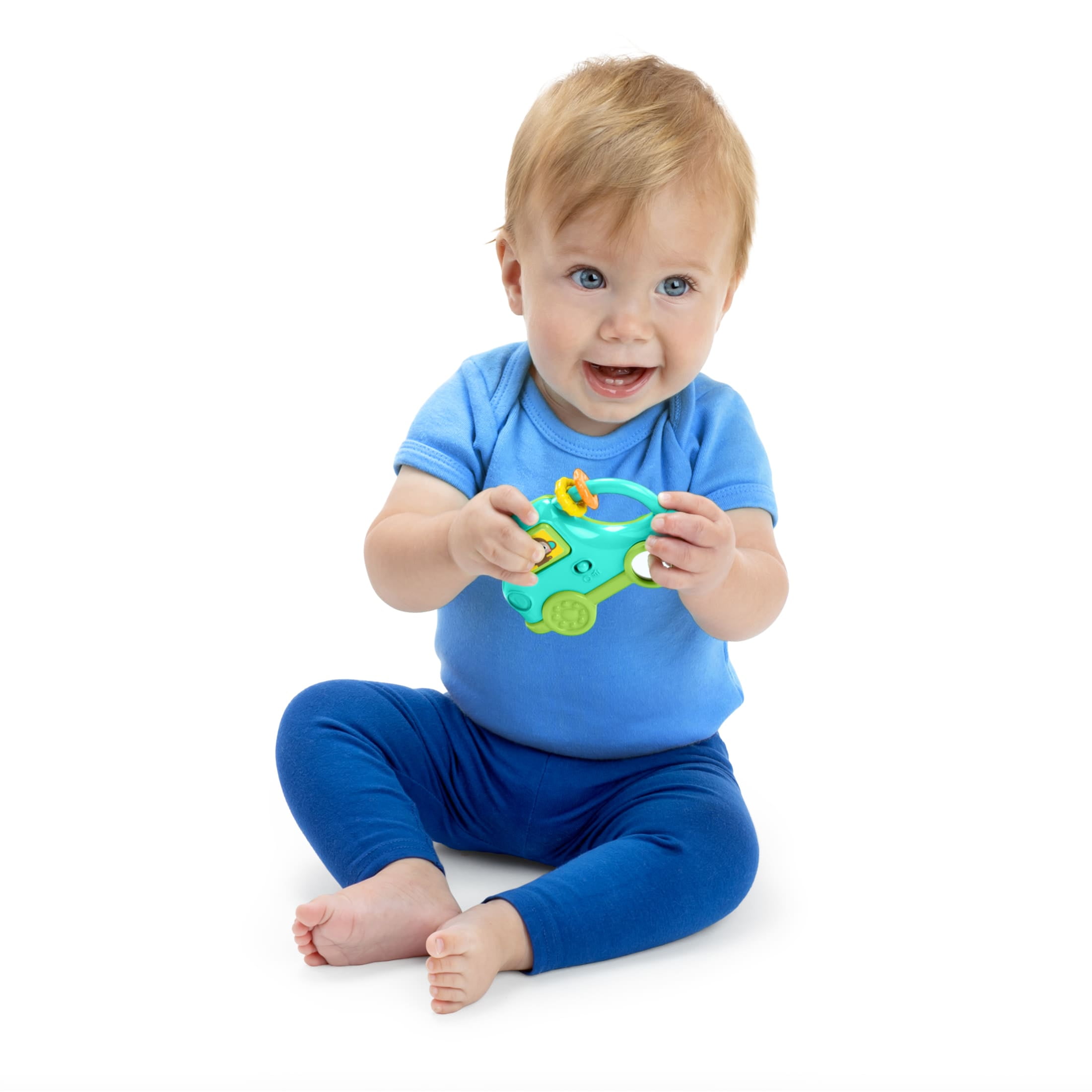 Bright Starts Safari Driver Take Along Baby Toy, Monkey, Unisex Blue, Infant