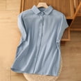 thumbnail image 1 of Économies à Durée Limitée, pour Femmes T-Shirts Blouse d'Été Décontractés à Manches Courtes Col Rond Amples pour un Style Facile Style Facile à Styliser/60 % Coton, 40 % Lin, Bleu Pâle, Sopatenor, 1 of 8