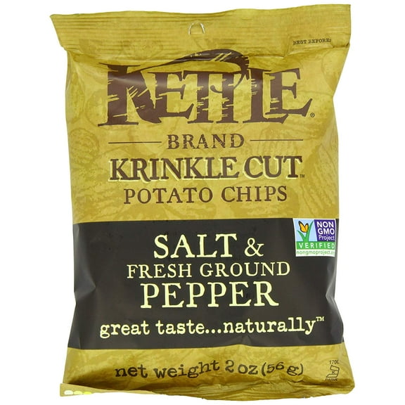 Kettle Krinkle Cut Salt and Fresh Ground Pepper Potato Chips  2 oz. bag, 24 per case