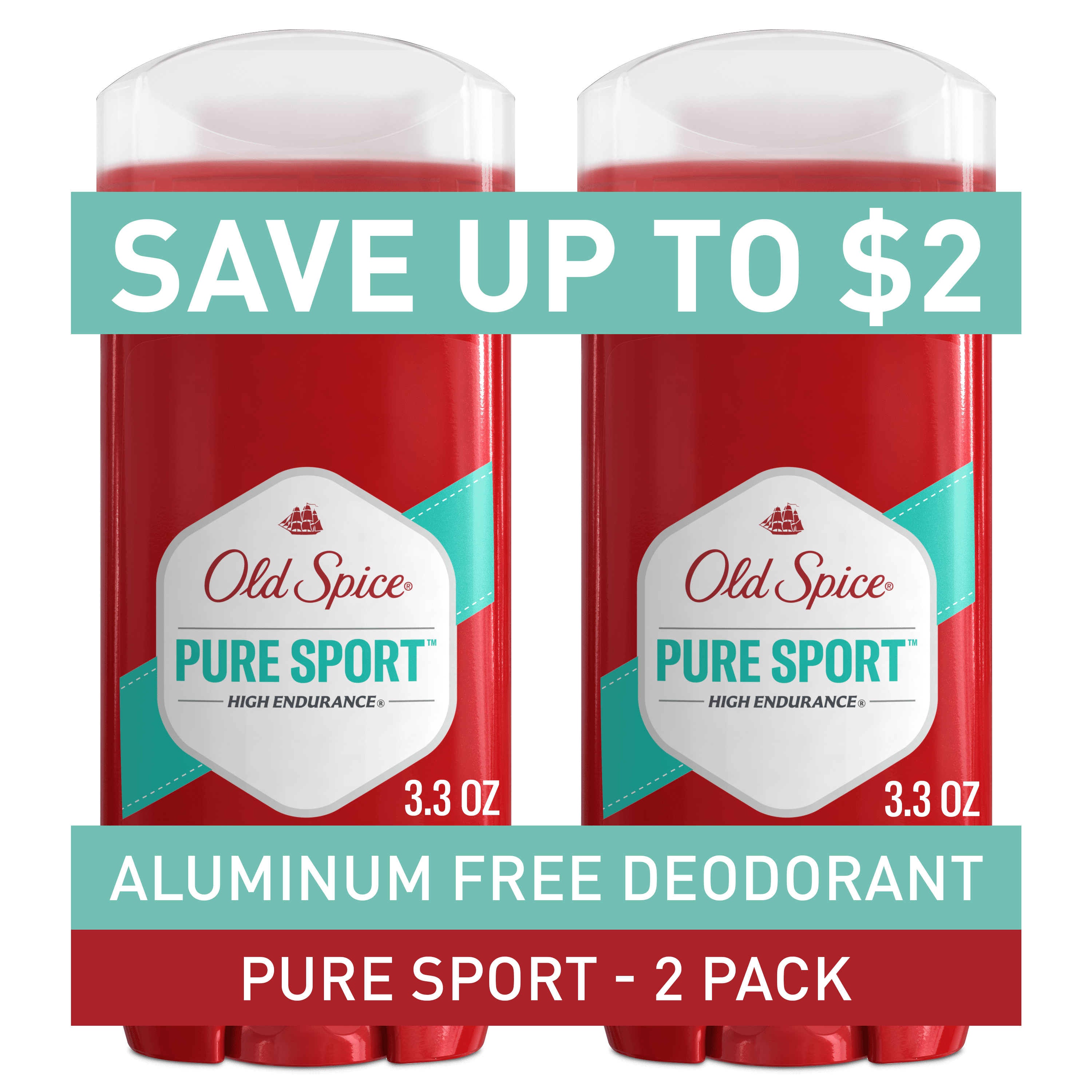 Old Spice High Endurance Deodorant, Pure Sport, Aluminum-Free, 48