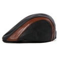 thumbnail image 2 of Man Hat Sheepskin Mens Winter Hats Patchwork Adjustable Male Beret Flat Cap ,Classic Design, 2 of 6
