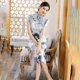 thumbnail image 4 of Chinese Traditional Qipao Dress Short Sleeve Satin Long Cheongsam Evening Gowns, 4 of 8