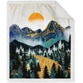 thumbnail image 2 of Mountain Sherpa Blanket Sunset Forest Trees Art Printed Throw Blanket Smooth Soft for Sofa Chair Bed Office 50"x60", 2 of 6