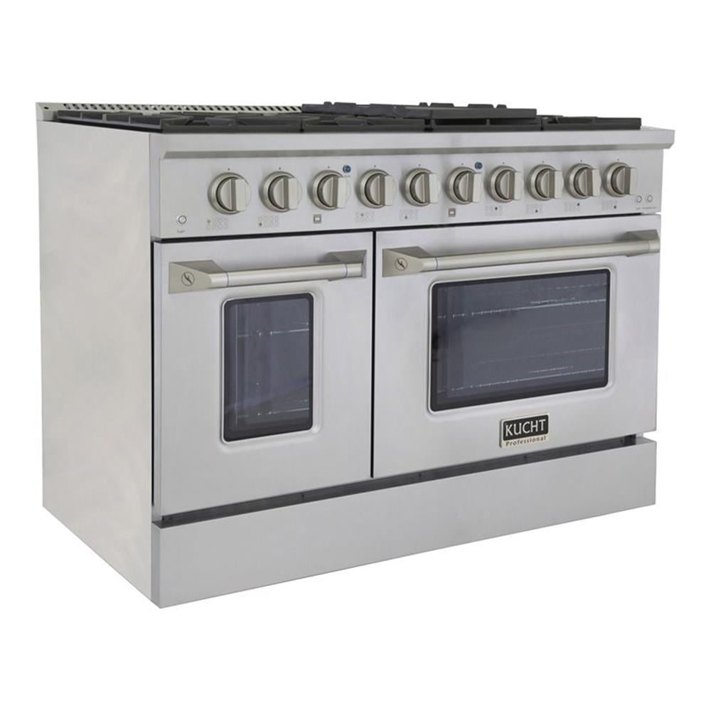 Pemberly Row 48" Stainless Steel Natural Gas Range in Silver
