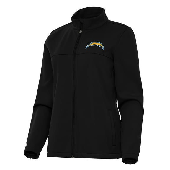 Women's Antigua  Black Los Angeles Chargers Links 2 Golf Full-Zip Jacket