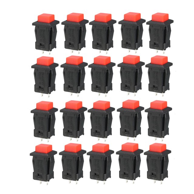 Unique Bargains 12mm Mounting Hole Red Square Latching Push Button Switch SPST NO 20pcs