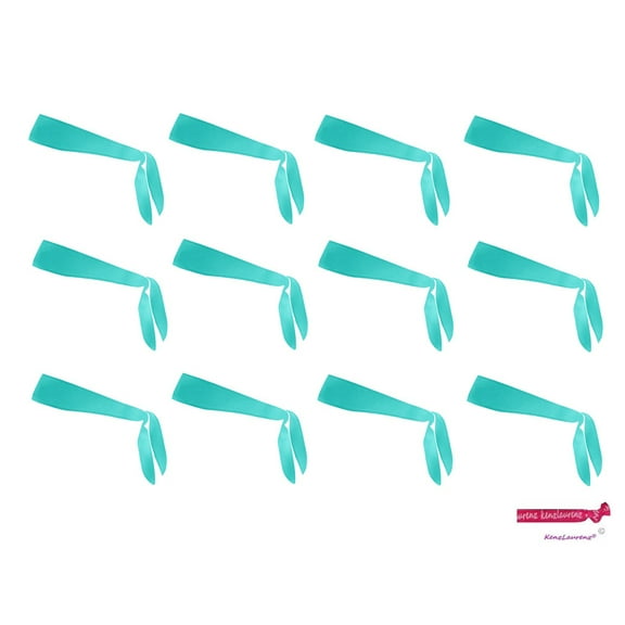 Kenz Laurenz Tie Back Headbands 12 Moisture Wicking Athletic Sports Head Band Teal